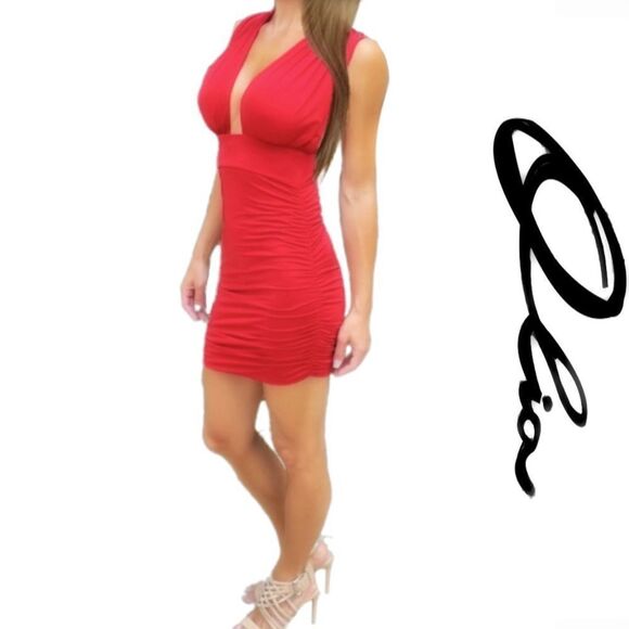 Olia Deep Plunge Bodycon Mini Dress - Picture 1 of 6